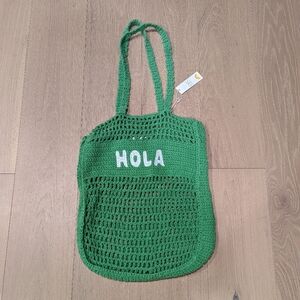 Green Crochet Tote Bag